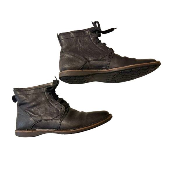JOHN VARVATOS Leather Lace-Up Boots / Shoes EUC Size 10 EUC EUC John Varvatos Star USA Barrett black leather lace-up  main image 2